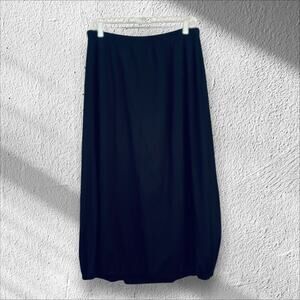 Brynn Walker Black Bubble Skirt Long Line Elastic Waist L Lagenlook Minimalist